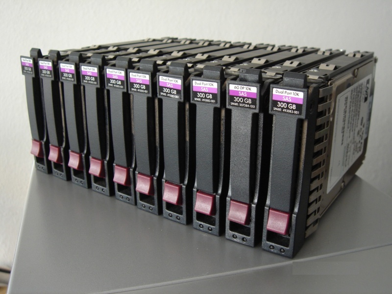 A Raid6 array of SAS disk drives from an HP MSA2324fc G2 server. 3 dirves were in LEFTOVR (leftover) state and the client needed to recover the VMWare vmdk, vdisk, and virtual disk files.