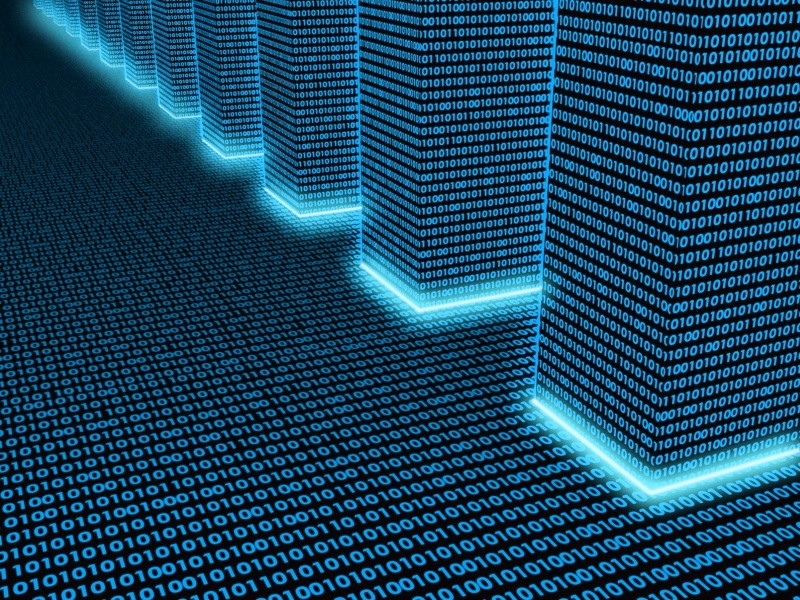 Dicom medical image recovery from MO disks that used the Linux EFS filesystem. The picture shows server towers with data dtreaming around them in blue.