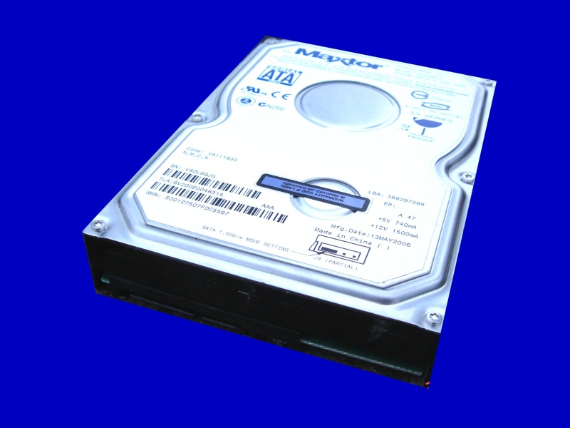 A Maxtor hard drive, with SATA connector that was used in a Raid. The raid aray needed to be rebuilt after the system failed to boot up.