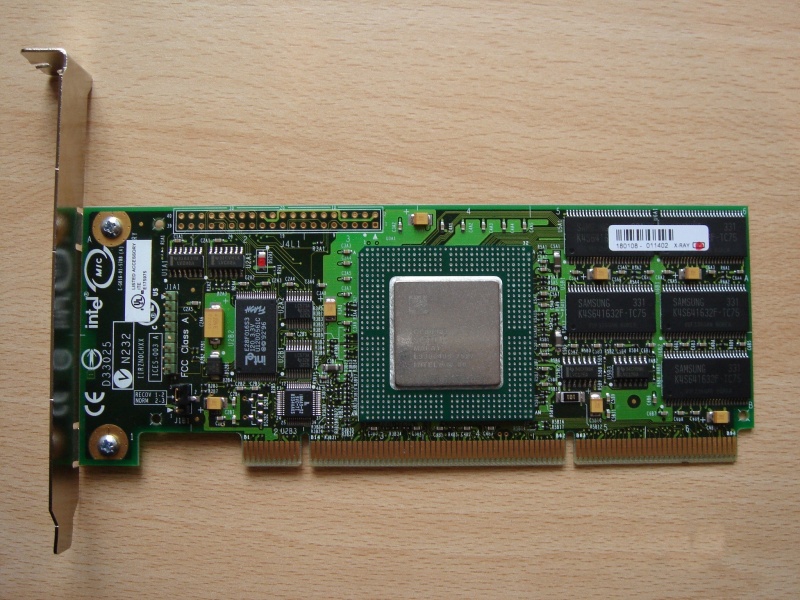 An Intel SCSI card that was used by a school to control 4 SCSI hard drives in a raid5 array. The Raid 5 went down so there was no access to the files, therefore it was sent to us for data recovery from the SCSI disks.