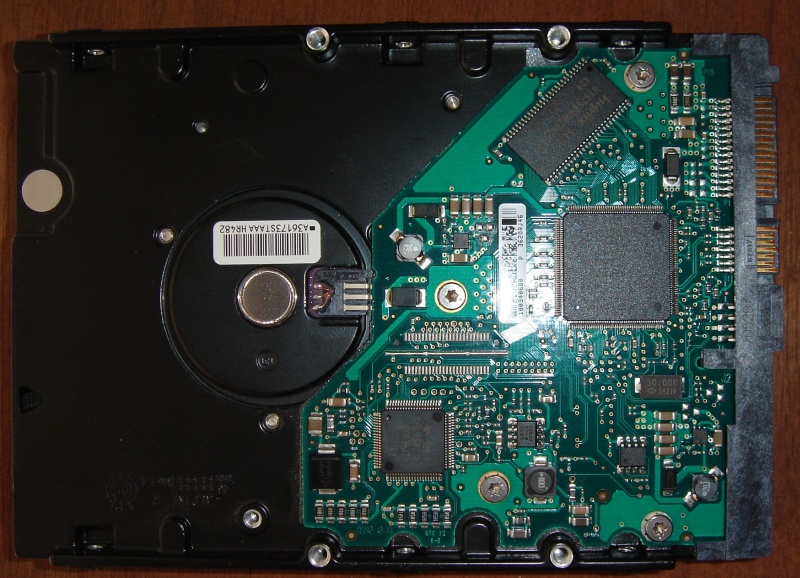 The circuit board from a Seagate Sata SSHD 2TB drive which had it's data connection point broken so the cable could no longer be attached. The customer only required the data back rather than have the drive working again.