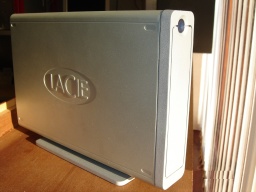 A Lacie external drive that remained silent when turned on. Although not shown in the photo, it's power supply green LED was blinking when switched on so the Lacie was sent to us for repair.