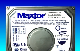 A Maxtor DiamondMax 10 3.5 inch drive hard drive that failed to spin up awhen the computer is turned on. The disk remained silent and was not recognised by the computer bios before it was sent to us for repair. The customer thought they had accidentally connectoed the power plug the wrong way around and had a burning smell before it failed. 