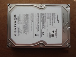 A Seagate Barracuda 7200.11 desktop hard drive that was not spinning up when powered, and awaiting repair and data recovery in our lab. This drive is a 500gb, shown with it's label face up. 