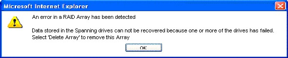 Terastation Spanning drives raid array error repair