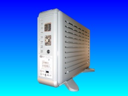 A WD Netcenter NAS device that uses Maxtor hard drives to store data and is connected to the network via Ethernet. They run a proprietary operating system to display the shared files and folders.